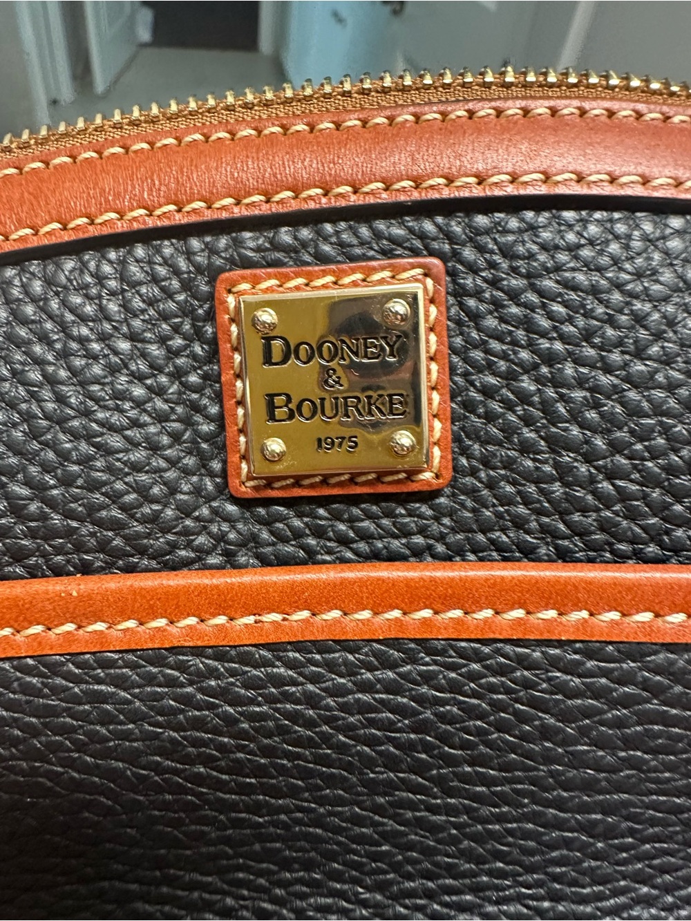 Dooney & Bourke Black Pebble Leather Crossbody with Brown Trim - Picture 3 of 4